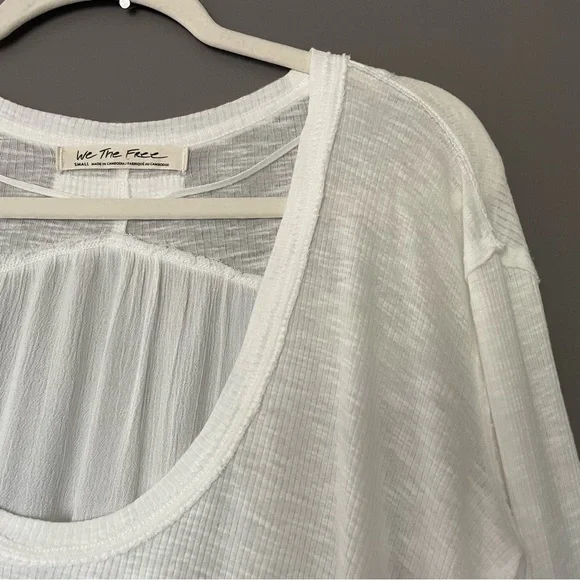 Free People We The Free White High Low Henley Tunic In White Size S EUC - Picture 5 of 9
